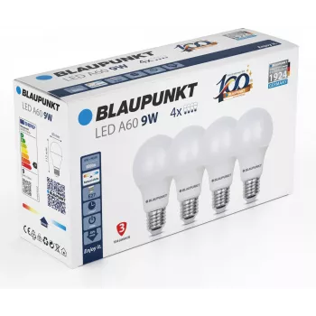 Blaupunkt LED spuldze E27 A60 900 lm 9W 4000K, 4 gab. (BLAUPUNKT-E27-9W-NW-4)