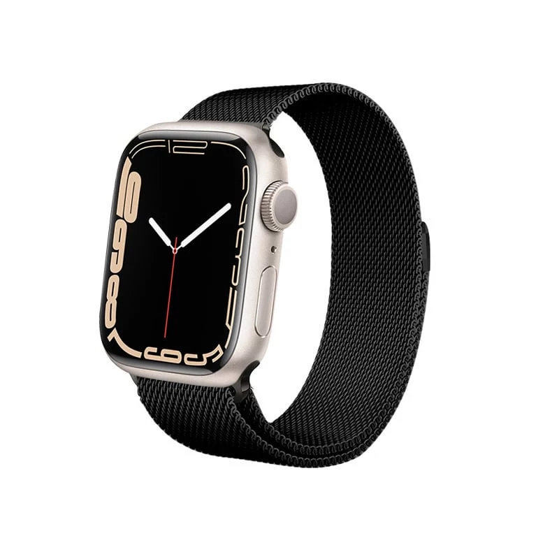 Crong Milano Steel - Nerūsējošā tērauda siksniņa Apple Watch 44/45/46/49 mm (Melna)