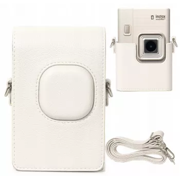 LOVEINSTANT Pelēks PU ādas aizsargmaciņš Fujifilm Instax Mini LiPlay+ hibrīda tūlītējās kameras ar plecu siksnu