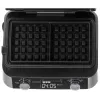 Adler AD 3084 vafeļu panna ar LED displeju, 5 programmas, 7 apbrūnināšanas līmeņi, 1600 W (maks. 2400 W), nepiedegošas plāksnes, melnā / sudraba krāsā