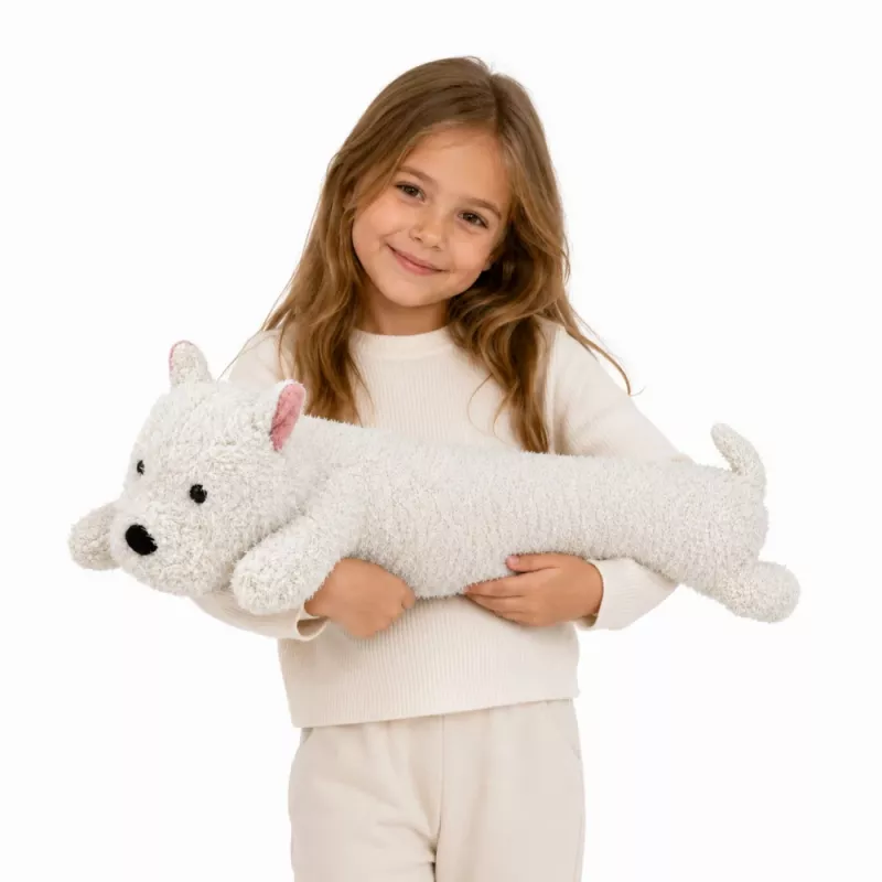 LEAN TOYS West Highland mīkstā rotaļlieta suns balts 60 cm