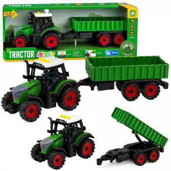 LEAN TOYS Lauksaimniecības traktors ar piekabi, berzes piedziņa, gaismas un skaņa, 35 cm