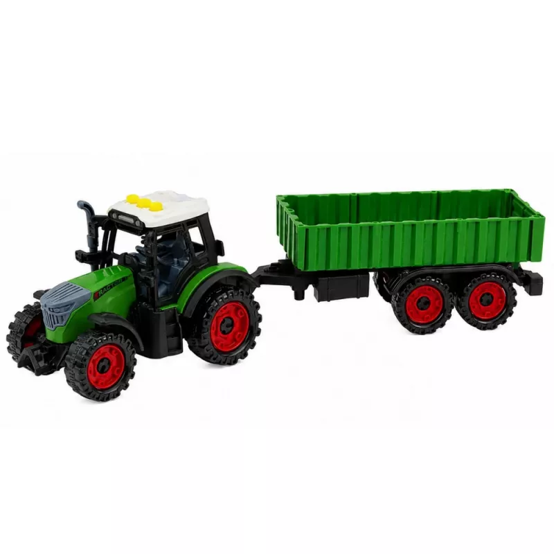 LEAN TOYS Lauksaimniecības traktors ar piekabi, berzes piedziņa, gaismas un skaņa, 35 cm
