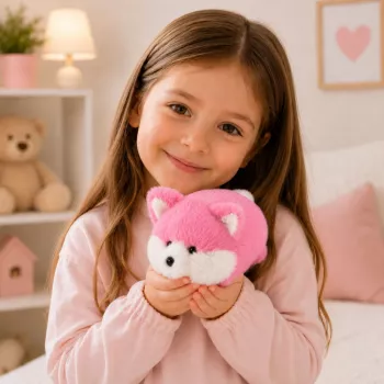 LEAN TOYS plīša lapsa mīkstā rotaļlieta, rozā mīksta kažokāda, 16 cm