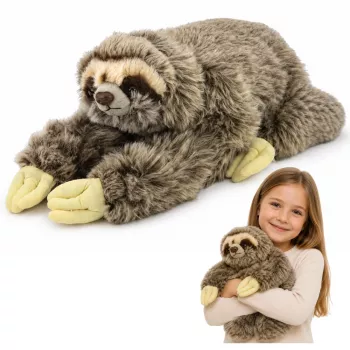 LEAN TOYS Reālistiskais sliņķa mīkstā rotaļlieta ar Velcro ķepām 34 cm