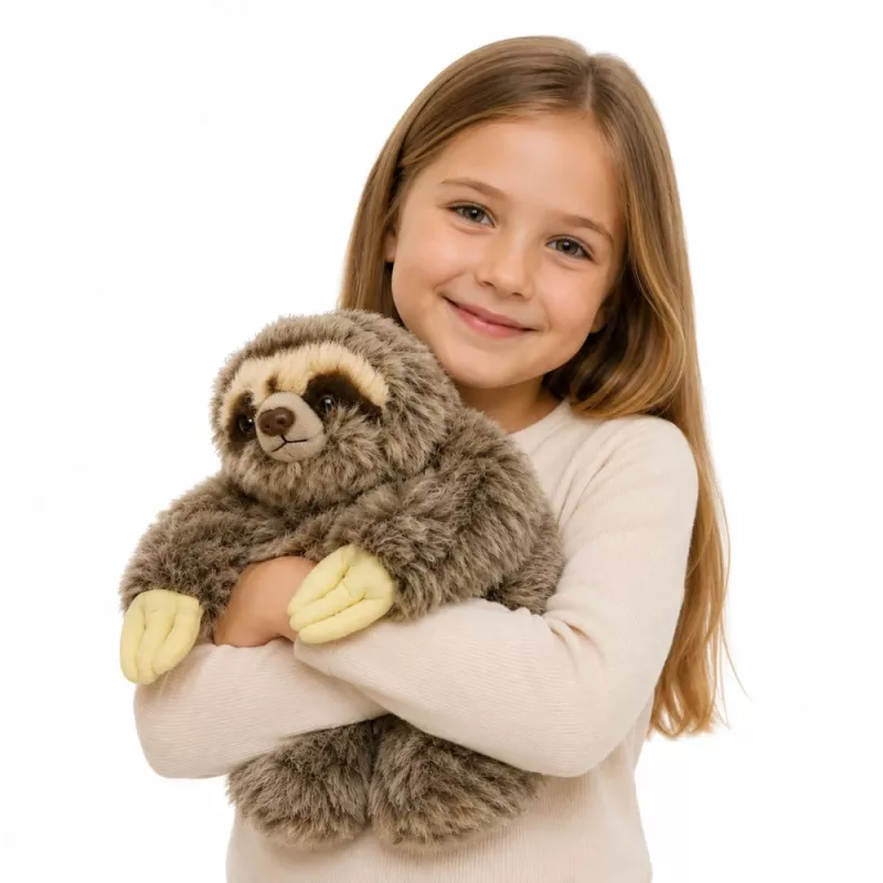 LEAN TOYS Reālistiskais sliņķa mīkstā rotaļlieta ar Velcro ķepām 34 cm