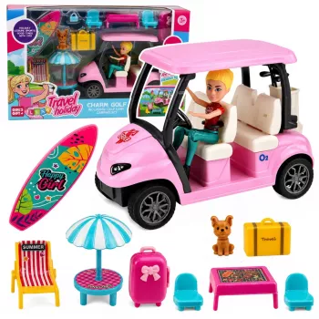 LEAN TOYS Meleks Golfa komplekts lellēm ar sunīti Golfa komplekts svētku aksesuāri