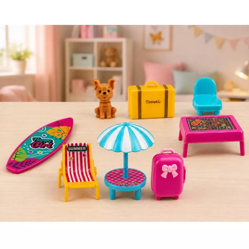 LEAN TOYS Meleks Golfa komplekts lellēm ar sunīti Golfa komplekts svētku aksesuāri