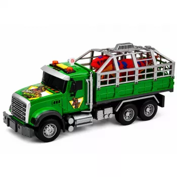 LEAN TOYS Transporter kravas automašīna ar būri T-Rex dinozauru figūru ar gaismām un skaņām 1:12