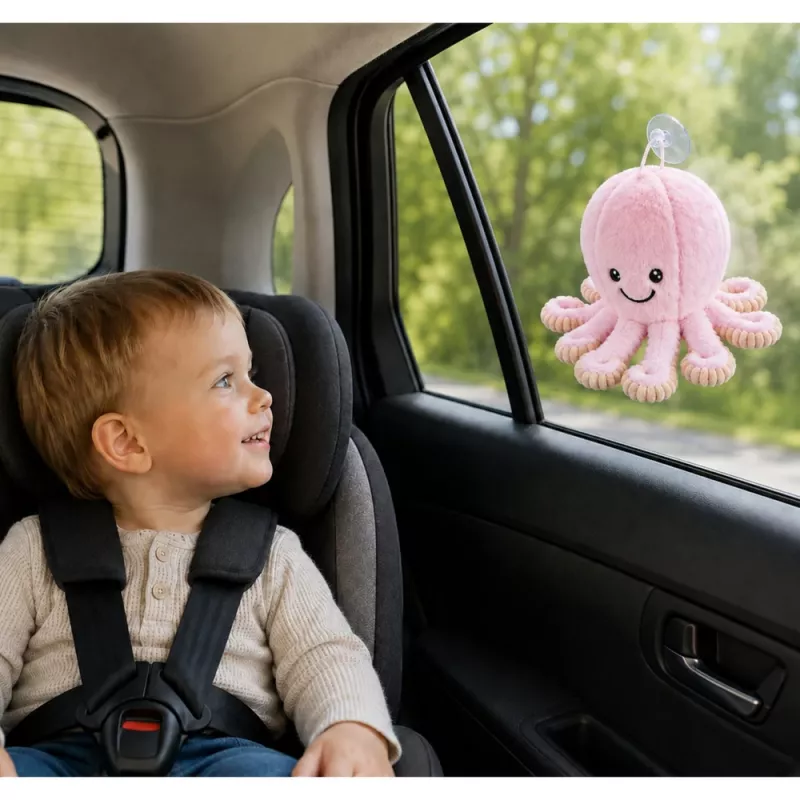 LEAN TOYS Plīša astoņkājis ar piesūcekni, rozā, 16 cm