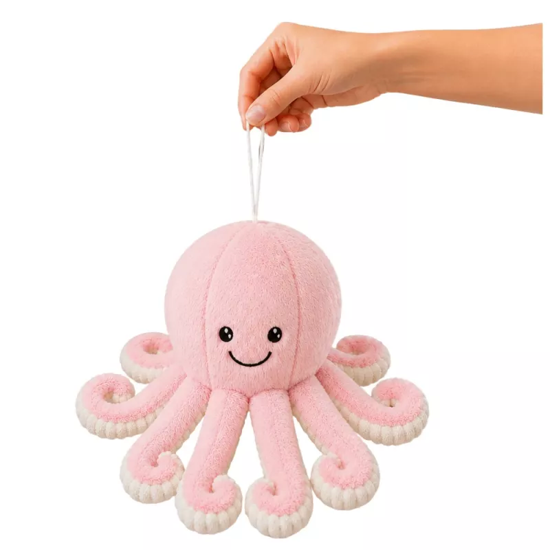 LEAN TOYS Plīša astoņkājis ar piesūcekni, rozā, 16 cm