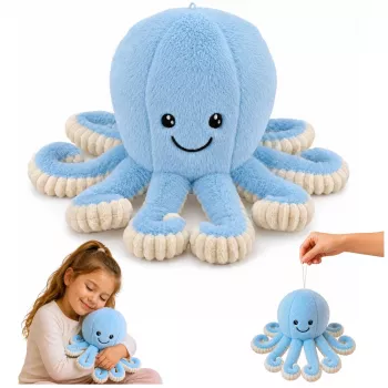 LEAN TOYS Pluša astoņkājis mīkstā rotaļlieta ar elastīgiem taustekļiem zils 30 cm