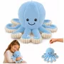 LEAN TOYS Pluša astoņkājis mīkstā rotaļlieta ar elastīgiem taustekļiem zils 30 cm