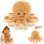 LEAN TOYS plīša astoņkājis mīkstā rotaļlieta ar elastīgiem taustekļiem bēšs 30 cm
