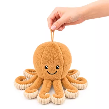 LEAN TOYS plīša astoņkājis mīkstā rotaļlieta ar elastīgiem taustekļiem bēšs 30 cm