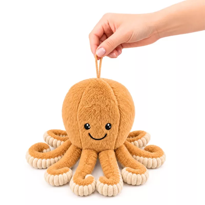 LEAN TOYS plīša astoņkājis mīkstā rotaļlieta ar elastīgiem taustekļiem bēšs 30 cm