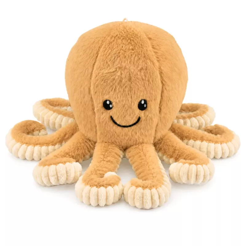 LEAN TOYS plīša astoņkājis mīkstā rotaļlieta ar elastīgiem taustekļiem bēšs 30 cm