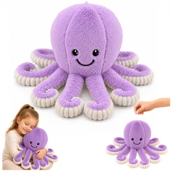 LEAN TOYS Pluša astoņkājis mīkstā rotaļlieta ar elastīgiem taustekļiem purpura 50 cm