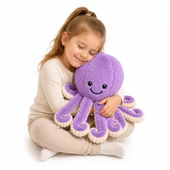 LEAN TOYS Pluša astoņkājis mīkstā rotaļlieta ar elastīgiem taustekļiem purpura 50 cm