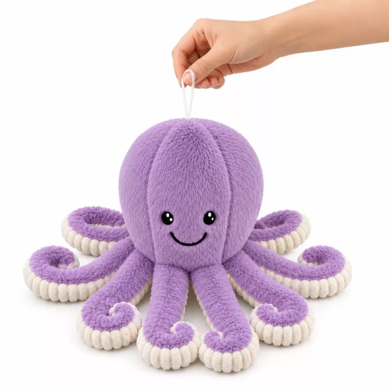 LEAN TOYS Pluša astoņkājis mīkstā rotaļlieta ar elastīgiem taustekļiem purpura 50 cm