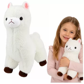 LEAN TOYS Plīša alpaka lama mīksta kažokāda balta 38 cm