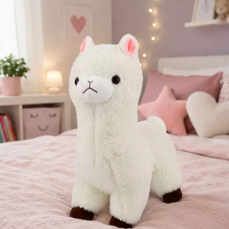 LEAN TOYS Plīša alpaka lama mīksta kažokāda balta 38 cm
