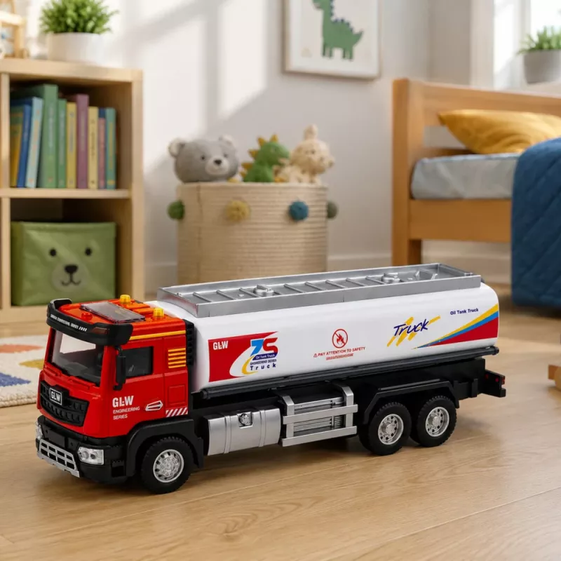 LEAN TOYS Tvertnes kravas automašīna Metāla piedziņa ar gaismām un skaņām Sarkanā un baltā 1:40