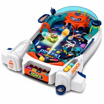 LEAN TOYS kosmosa pinbola arkādes spēle Space Flipper ar raķešu šķēršļiem un 8 bumbiņām