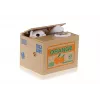 LEAN TOYS Mischief Saving Box Cute Kitty Money Box Piggybank - balts kaķis ar brūnu kastīti
