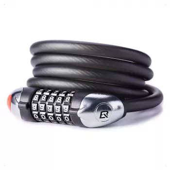 ROCKBROS RKS531 5 ciparu kombinācijas velosipēda slēdzene ar LED gaismu, 120 cm pīta tērauda troses, melna