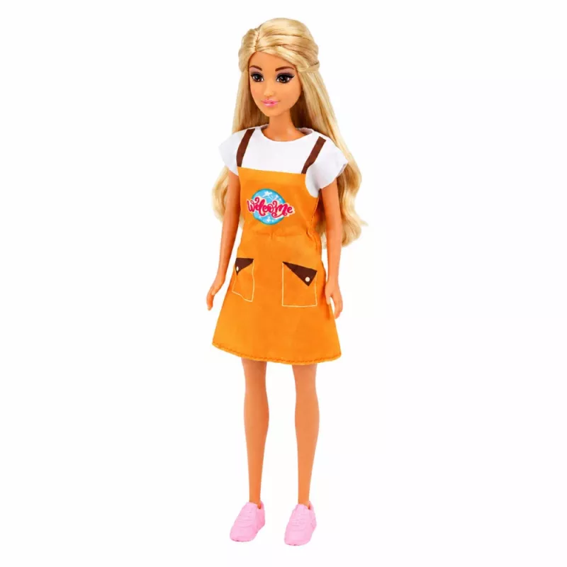 LEAN TOYS Anlily lelle kasieriere pārdevēja kases aparāts pārtikas preču rotaļu komplekts