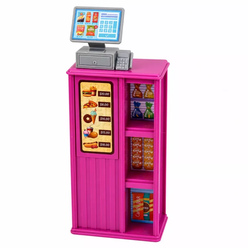 LEAN TOYS Anlily lelle kasieriere pārdevēja kases aparāts pārtikas preču rotaļu komplekts
