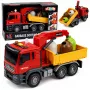 LEAN TOYS atkritumu mašīna ar celtni un šķirošanas konteineriem, gaismas un skaņas efekti, sarkana