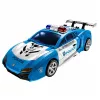 LEAN TOYS Auto Robot 2in1 policijas auto palaidējs ar mazajiem robotiem, gaismām un skaņām
