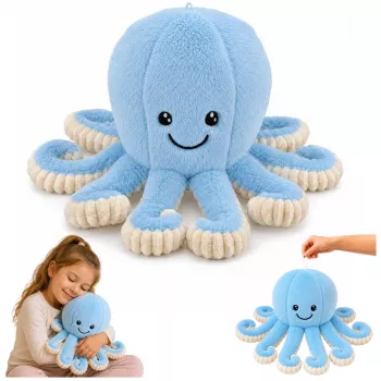 LEAN TOYS Pluša astoņkājis mīkstā rotaļlieta ar elastīgiem taustekļiem zils 50 cm