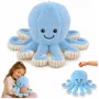LEAN TOYS Pluša astoņkājis mīkstā rotaļlieta ar elastīgiem taustekļiem zils 50 cm