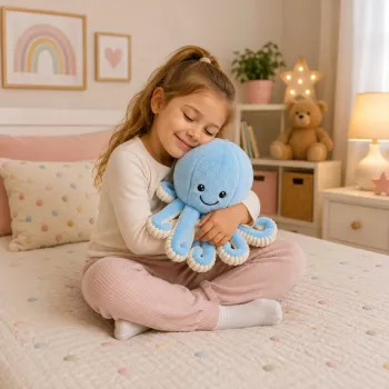 LEAN TOYS Pluša astoņkājis mīkstā rotaļlieta ar elastīgiem taustekļiem zils 50 cm