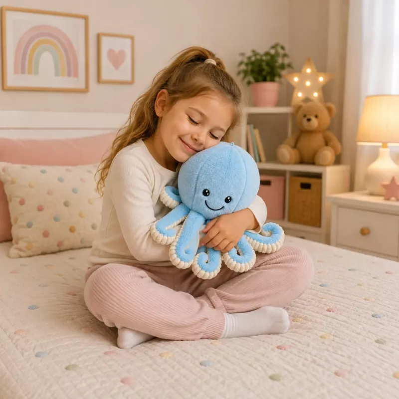 LEAN TOYS Pluša astoņkājis mīkstā rotaļlieta ar elastīgiem taustekļiem zils 50 cm