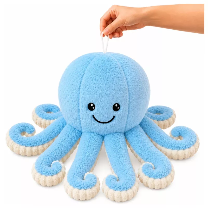 LEAN TOYS Pluša astoņkājis mīkstā rotaļlieta ar elastīgiem taustekļiem zils 50 cm