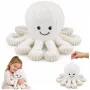 LEAN TOYS Pluša astoņkājis ar elastīgiem taustekļiem, balts, 50 cm