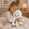 LEAN TOYS Pluša astoņkājis ar elastīgiem taustekļiem, balts, 50 cm