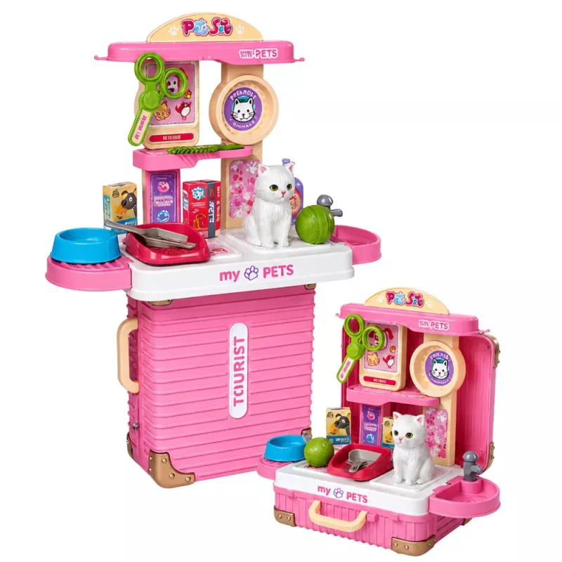 LEAN TOYS Veterināra koferis Kaķēna kopšanas komplekts Balts Aksesuāri