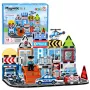 LEAN TOYS Magnētiskie konstruktora bloki Policijas bāze un transportlīdzekļi ar policistu, 44 gab.