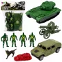 LEAN TOYS Militārais komplekts Karavīri Tanks Transportlīdzeklis Ierocis 13 gab.