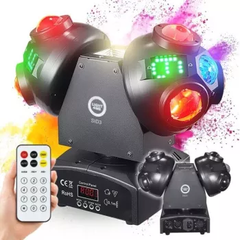 LIGHT4ME SID3 4-in-1 kustīgās galvas daudzeffektu gaisma ar RGBW LED, RGB lāzeri, UV un stroboskopu