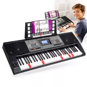 MK 816 61 taustiņu elektroniskā MIDI izglītības tastatūra ar 128 skaņām, 128 ritmiem, ierakstīšanu, LED displeju, USB MIDI, austiņu izeju, mikrofona ieeju, iekļauts barošanas adapteris