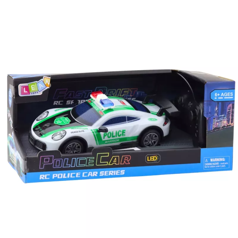 LEAN TOYS RC Drift policijas sporta automašīna ar LED gaismām 1:22