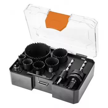 NEO TOOLS Bi-metāla urbjzāģu komplekts Co8% (19, 25, 30, 35, 40, 68 mm), 9 daļu komplekts