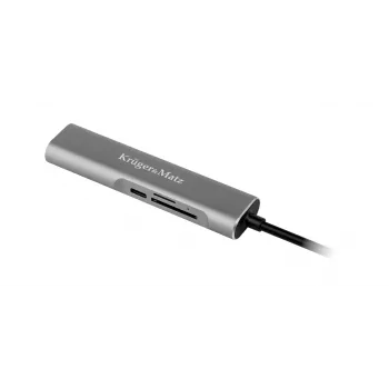 KRUGER & MATZ KM0390 USB-C centrmezgls ar 4K HDMI, 2x USB 3.0, SD/MicroSD karšu lasītāju un 100W Power Delivery