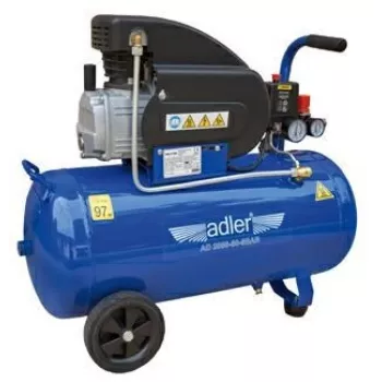 Adler AD 2050-50 50L eļļas ieeļļots gaisa kompresors, 8 bar, 230V, 2 ZS, 206 L/min ieplūde, riteņi un rokturis